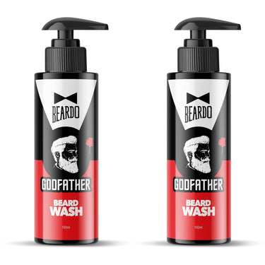 Beardo Godfather Beard Wash for men (100ml x 2) | Aromatic, Woody Scent | Purifying & Hydrating Beard and Skin Cleaner with Avocado Oil, Argan Oil | Beard Shampoo for Clean & Healthy Beard